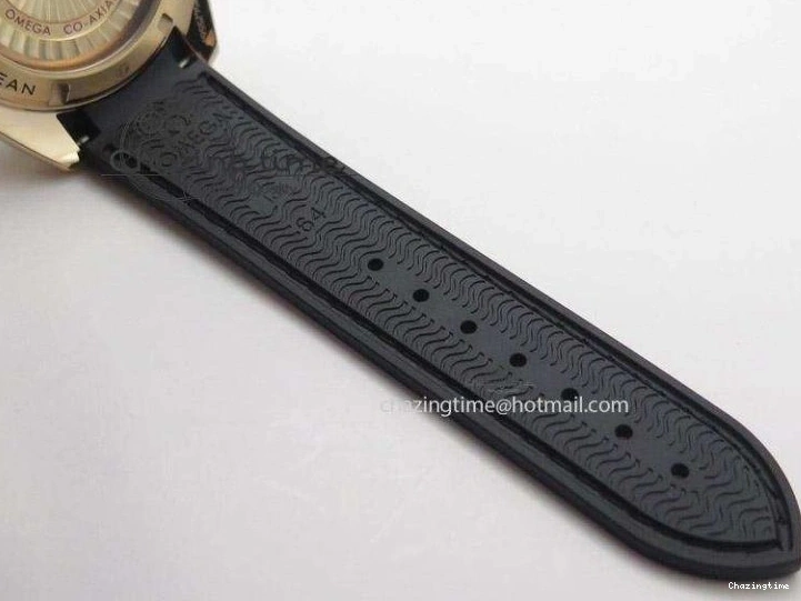0522 Planet Ocean Professional Rose Gold Liquid Metal V6F 42mm On Black Rubber Strap A Vibrant 8266